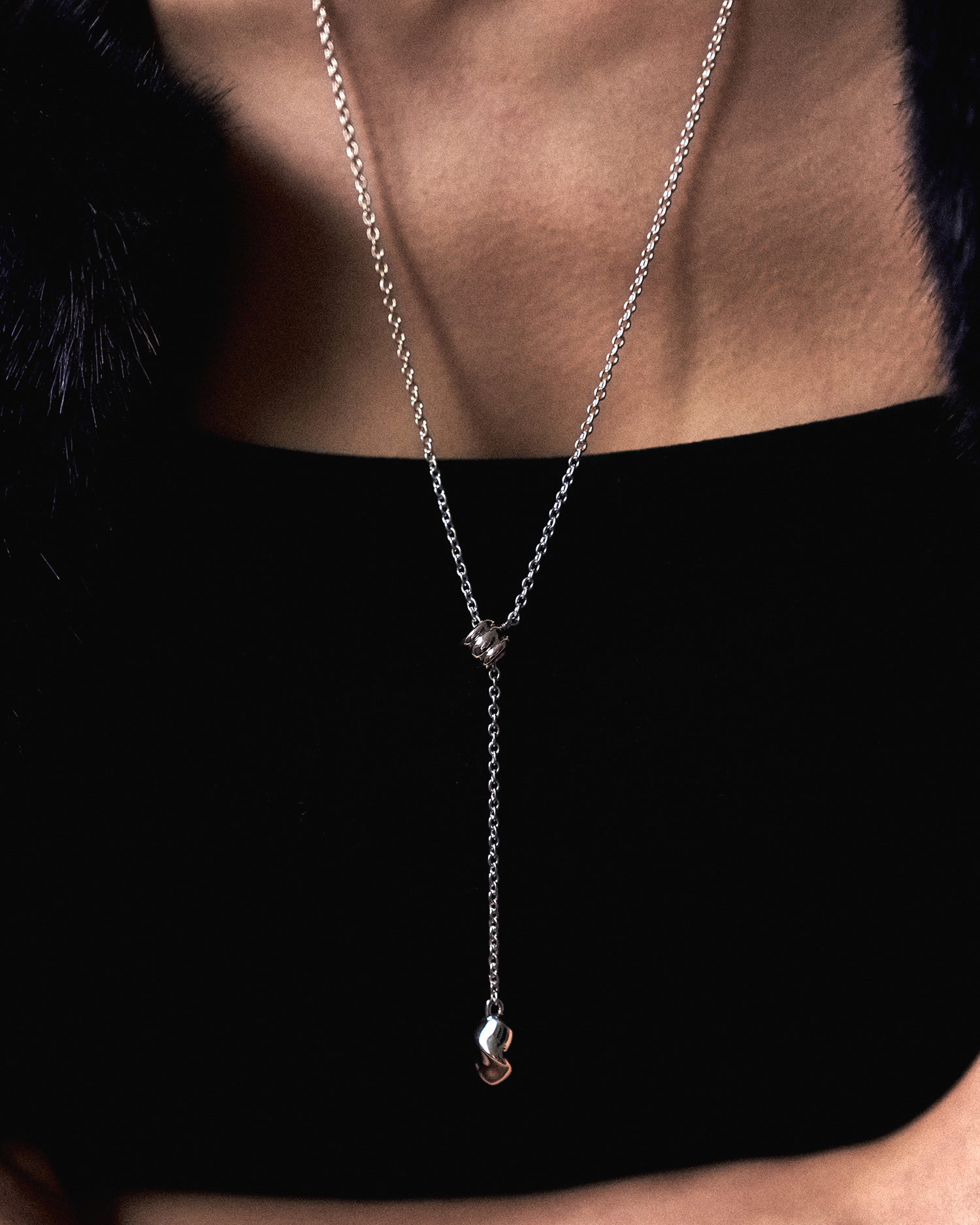 GALET LONG NECKLACE SILVER
